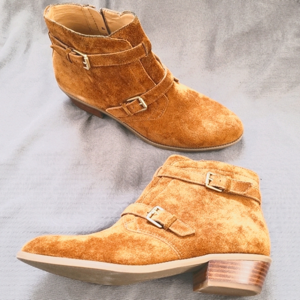 Franco Sarto | Rynn Cognac Buckled Suede Bootie 9M